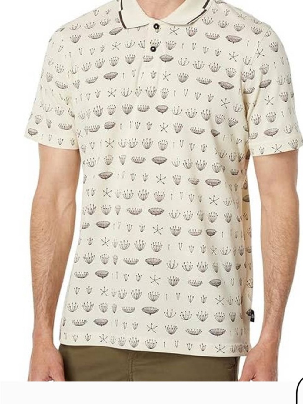 Ted Baker 3/Small Colves Printed Men's Cream Printed Polo Shirt